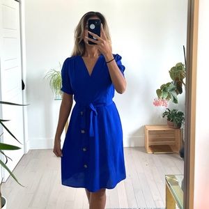 Monteau bright royal blue button down dress